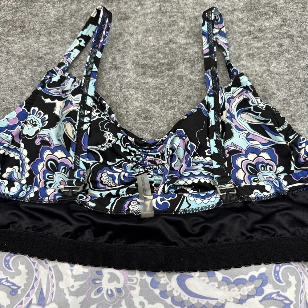 Lands End Tankini women's 14D black floral paisley tropical Hawaiian beach pool